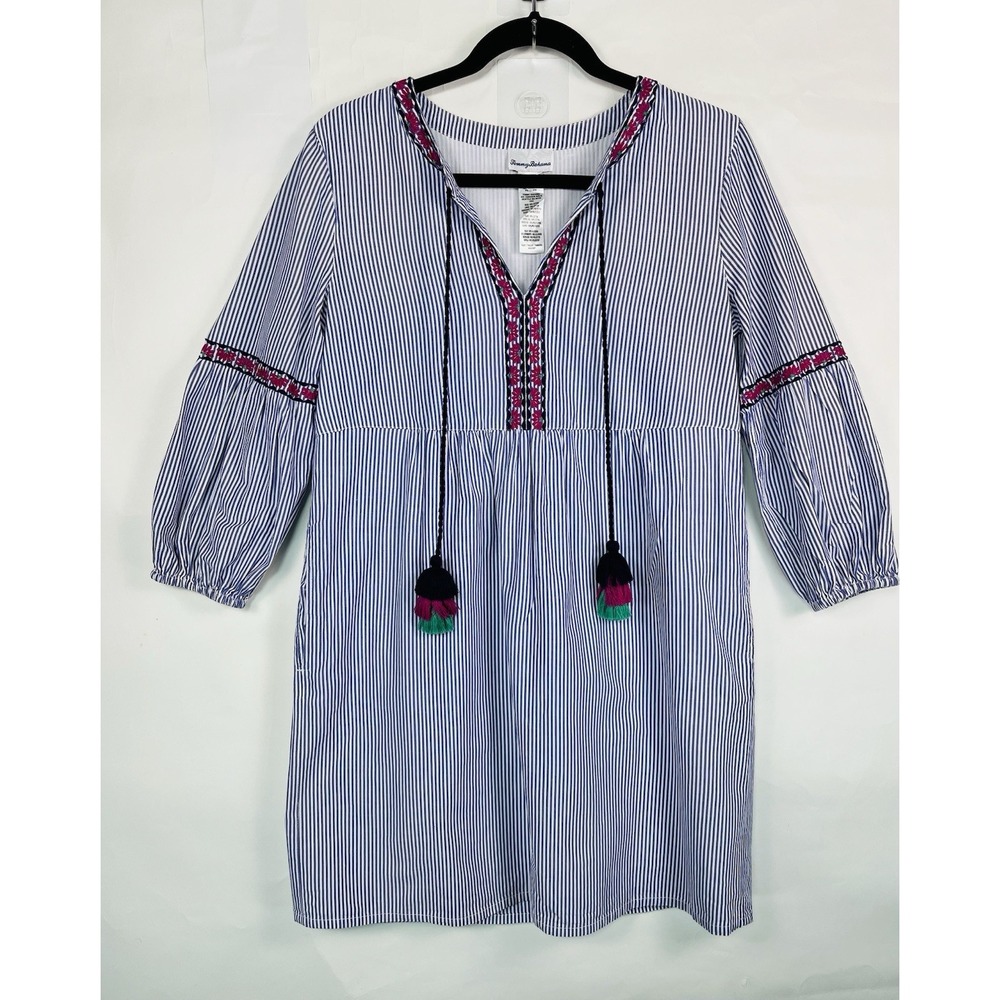 Tommy Bahama Salina Stripe‎ Poplin Dress Swim Cover-Up Sz XS Nautical Summer